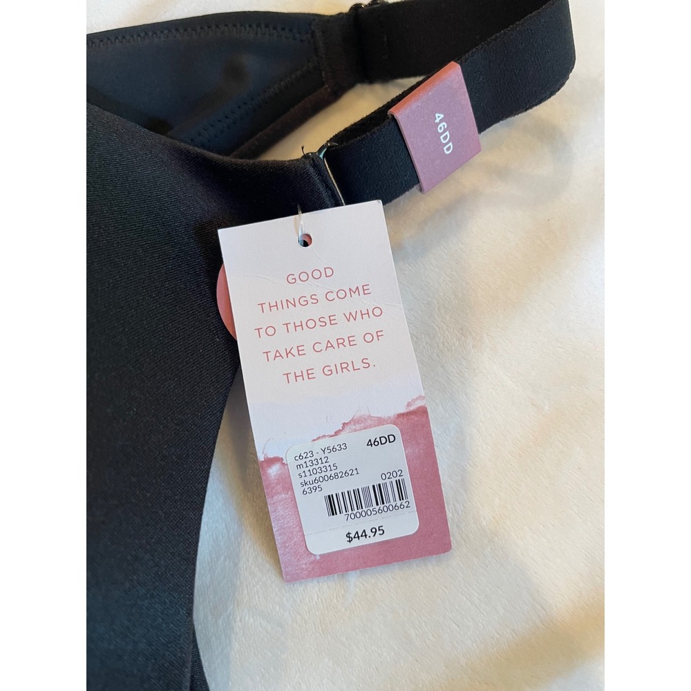 Cacique Invisible Backsmoother Bra 46DD Black Lightly Lined No-Wire NWT - Picture 4 of 6